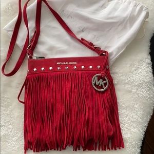 Michael Kors red suede fringe bag!